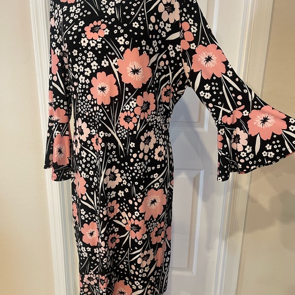 Tommy Hilfiger Black and Pink Floral Long Sleeve Dress - Picture 2 of 7